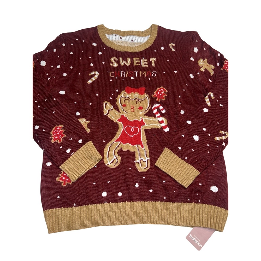 YESFASHION Gingerbread Christmas Sweater NWT 2xl